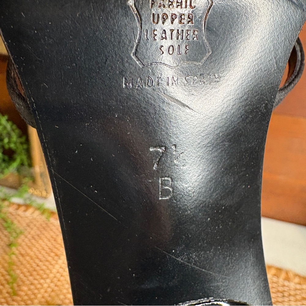 Vintage Ramon Tenza Black Square Toe Satin & Leather Rhinestone Slides Size 7.5B - Picture 11 of 11